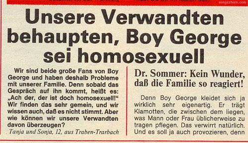 Symbolbild: Frage an Dr.Sommer aus dem Jahre 1985.