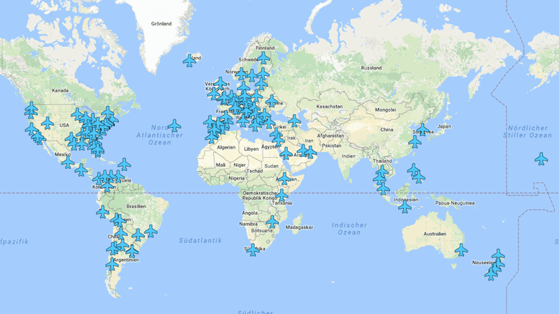Karte mit WLAN-Passwörter in Flughäfen weltweit